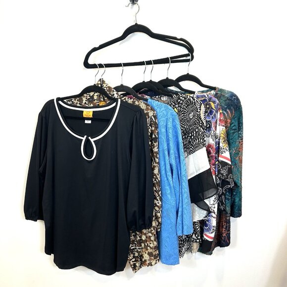 Ruby Rd. Tops - Lot Of 7 Ruby Rd. Plus 1X Blouse Tops Mixed Prints